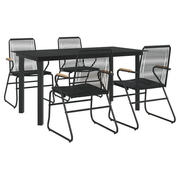 vidaXL Ensemble &agrave; manger de jardin 5 pcs Noir Rotin PVC