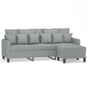 vidaXL Canap&eacute; &agrave; 3 places avec repose-pieds Gris clair 180 cm Tissu