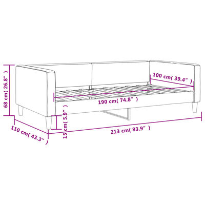 vidaXL Lit de jour gris clair 100x190 cm tissu