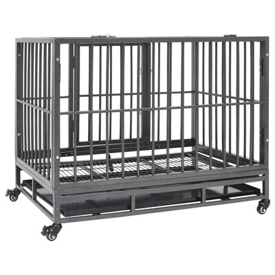 vidaXL Cage pour chien avec roues et toit Acier 102x72x85 cm