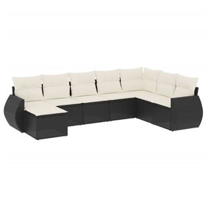 vidaXL Salon de jardin 8 pcs avec coussins noir r&eacute;sine tress&eacute;e