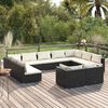 vidaXL Salon de jardin 11 pcs avec coussins Noir R&eacute;sine tress&eacute;e