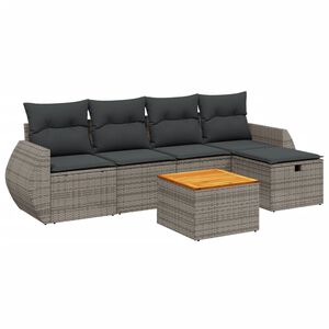 vidaXL Salon de jardin 6 pcs avec coussins gris résine tressée