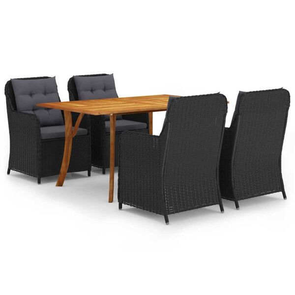 vidaXL Ensemble &agrave; manger de jardin 5 pcs Noir