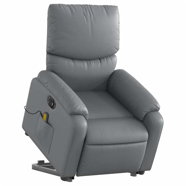 vidaXL Fauteuil inclinable de massage électrique gris similicuir