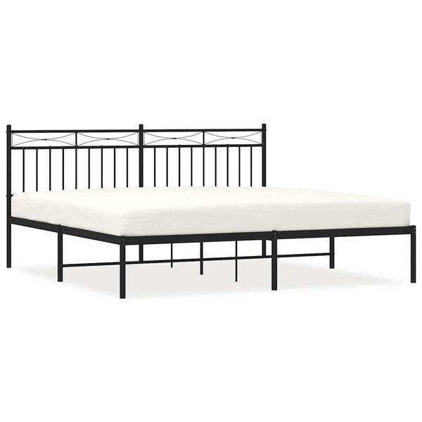 vidaXL Cadre de lit m&eacute;tal sans matelas avec t&ecirc;te de lit noir 183x213cm