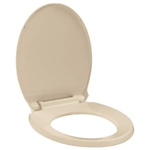 vidaXL Si&egrave;ge de toilette &agrave; fermeture en douceur Beige Ovale