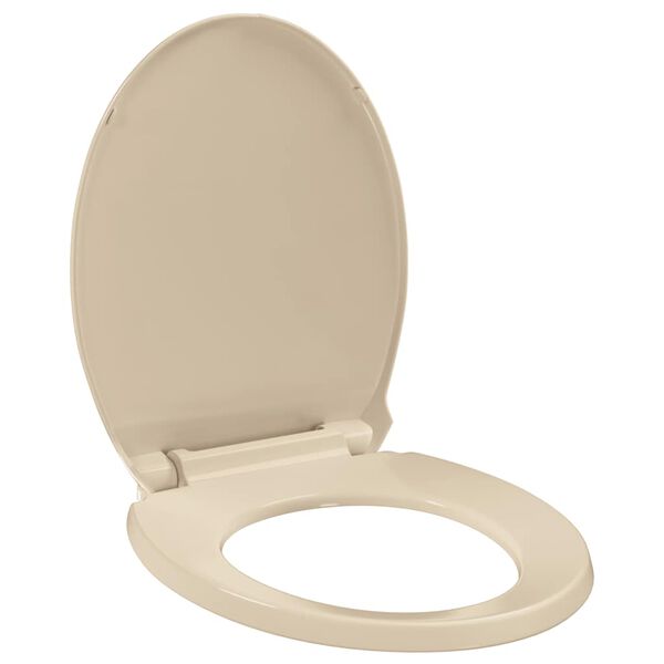vidaXL Si&egrave;ge de toilette &agrave; fermeture en douceur Beige Ovale