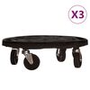 vidaXL Chariots à plantes avec roues 3 pcs Diamètre 40 cm Noir 275 kg