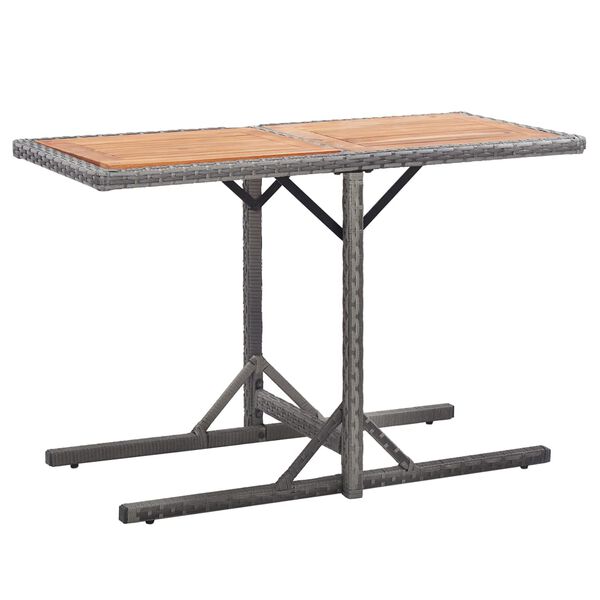 vidaXL Table de jardin Anthracite R&eacute;sine tress&eacute;e et bois d'acacia