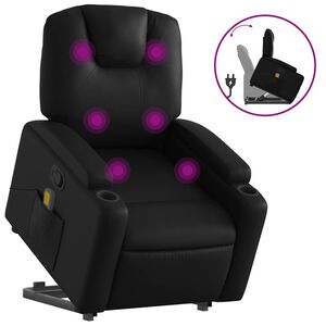 vidaXL Fauteuil inclinable de massage noir similicuir