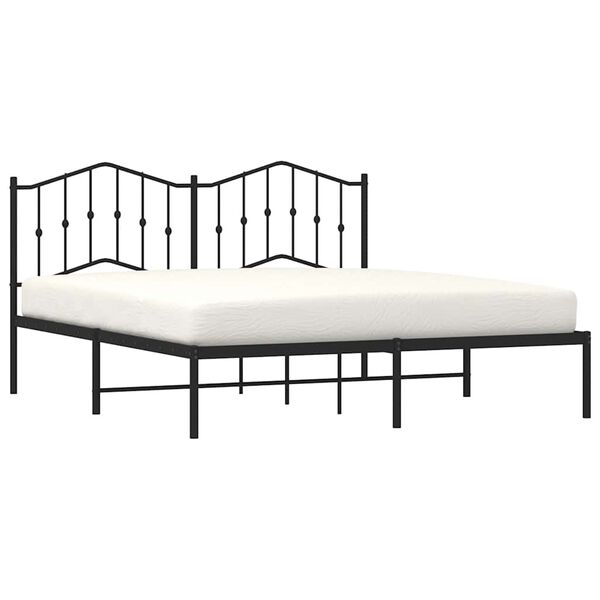 vidaXL Cadre de lit m&eacute;tal sans matelas avec t&ecirc;te de lit noir 183x213cm