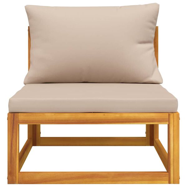 vidaXL Canapé central de jardin et coussins taupe bois massif d'acacia