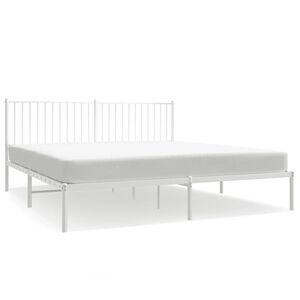 vidaXL Cadre de lit m&eacute;tal sans matelas et t&ecirc;te de lit blanc 183x213 cm