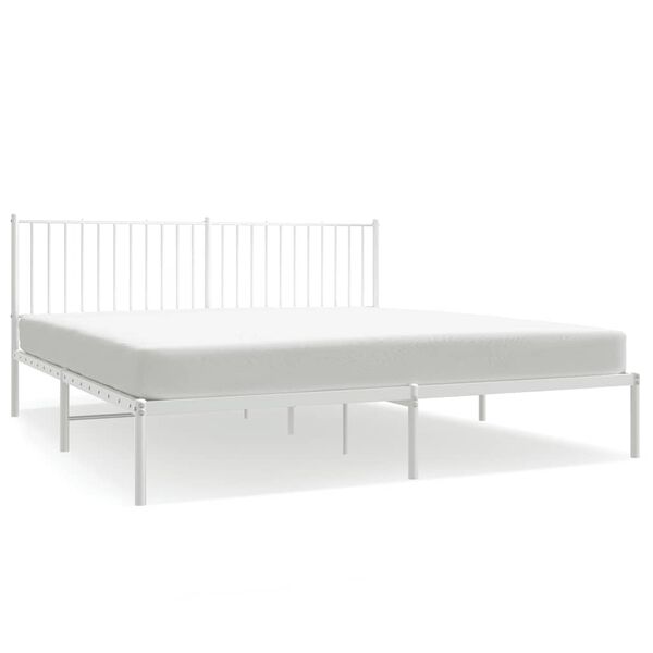 vidaXL Cadre de lit m&eacute;tal sans matelas et t&ecirc;te de lit blanc 183x213 cm