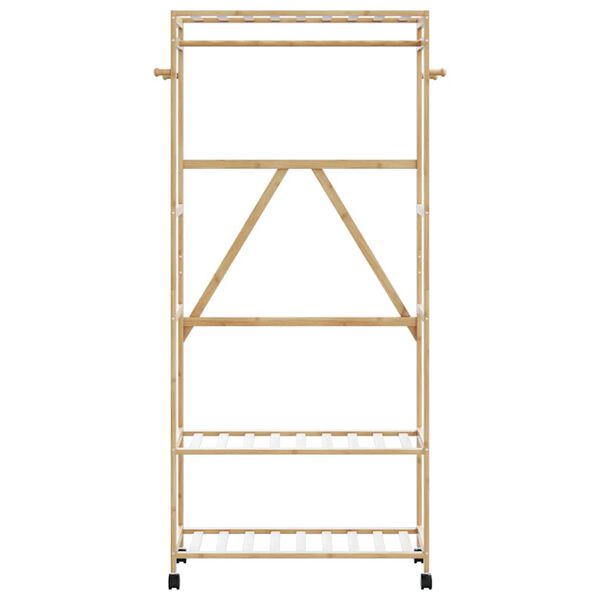 vidaXL Porte-vêtements et étagères et roulettes 90x40x179,5 cm bambou