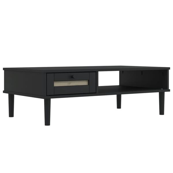 vidaXL Table basse SENJA aspect rotin noir 100x55x33 cm bois massif