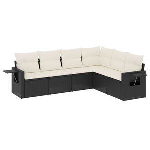 vidaXL Salon de jardin 6 pcs avec coussins noir r&eacute;sine tress&eacute;e