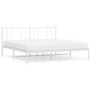 vidaXL Cadre de lit m&eacute;tal sans matelas et t&ecirc;te de lit blanc 183x213 cm