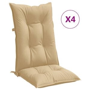 vidaXL Coussins de chaise &agrave; dossier haut lot de 4 beige m&eacute;lang&eacute; tissu