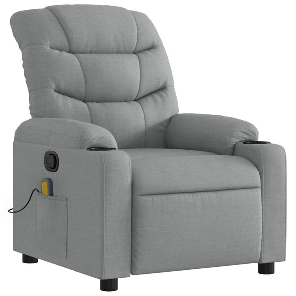vidaXL Fauteuil inclinable de massage gris clair tissu