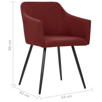 vidaXL Chaises à manger lot de 2 rouge bordeaux tissu