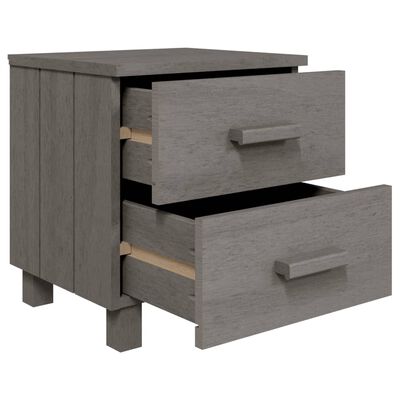 vidaXL Tables de chevet HAMAR 2pcs Gris clair 40x35x44,5cm Bois massif