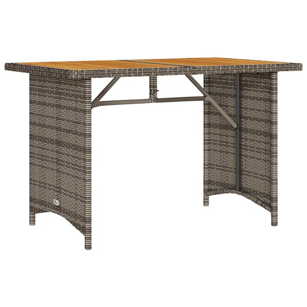 vidaXL Table de jardin avec dessus en bois gris 110x68x70 cm rotin