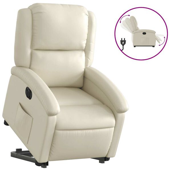 vidaXL Fauteuil inclinable &eacute;lectrique cr&egrave;me similicuir
