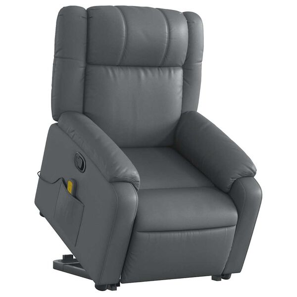 vidaXL Fauteuil inclinable de massage gris similicuir