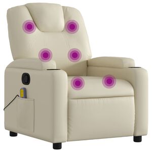vidaXL Fauteuil de massage inclinable crème similicuir