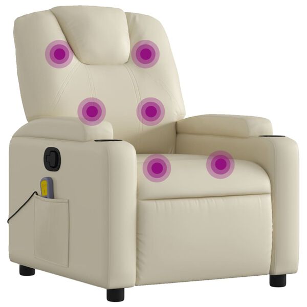 vidaXL Fauteuil de massage inclinable crème similicuir