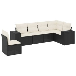 vidaXL Salon de jardin 6 pcs avec coussins noir r&eacute;sine tress&eacute;e