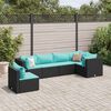 vidaXL Salon de jardin 6 pcs avec coussins Noir R&eacute;sine tress&eacute;e