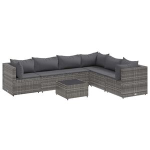 vidaXL Salon de jardin 7 pcs avec coussins Gris R&eacute;sine tress&eacute;e