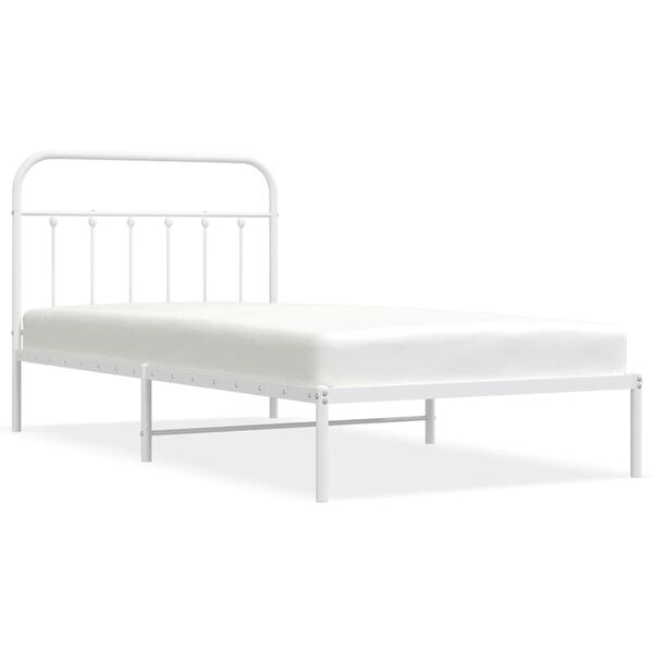 vidaXL Cadre de lit m&eacute;tal sans matelas et t&ecirc;te de lit blanc 100x200 cm