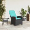 vidaXL Chaise de jardin inclinable avec table d'appoint noir polyrotin