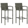 vidaXL Tabourets de bar lot de 2 gris r&eacute;sine tress&eacute;e