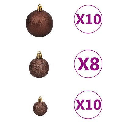 vidaXL Arbre de Noël artificiel pré-éclairé/boules 210 cm 910 branches