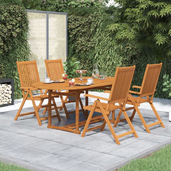 vidaXL Ensemble &agrave; manger de jardin 5 pcs Bois d'acacia massif 150-200 cm