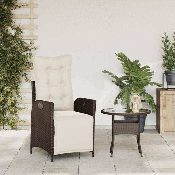vidaXL Chaise inclinable de jardin repose-pied marron r&eacute;sine tress&eacute;e