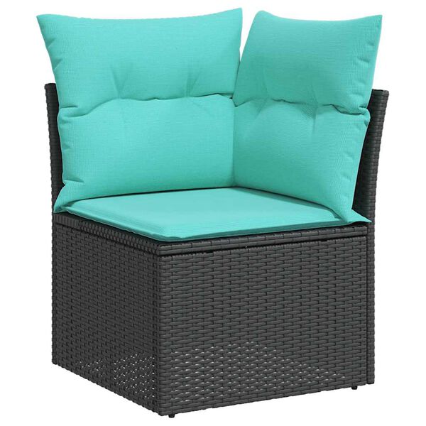 vidaXL Salon de jardin 8 pcs avec coussins noir r&eacute;sine tress&eacute;e