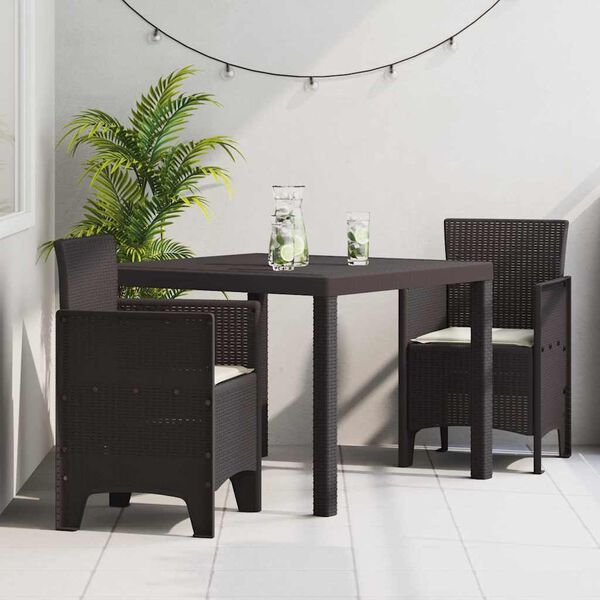 vidaXL Ensemble de salle à manger pour jardin 3 pcs Marron Rattan Polt
