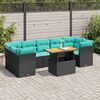 vidaXL Salon de jardin 8 pcs avec coussins noir r&eacute;sine tress&eacute;e