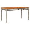 vidaXL Table de jardin gris 140x80x75 cm r&eacute;sine tress&eacute;e et bois acacia