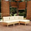 vidaXL Salon de jardin 4 pcs avec coussins cr&egrave;me Bois de pin