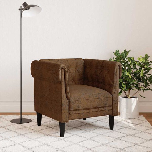 vidaXL Fauteuil Chesterfield marron tissu