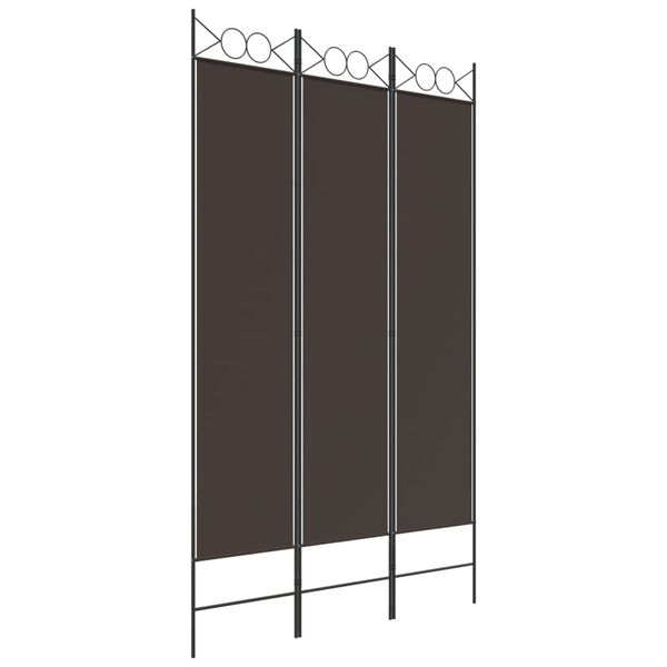 vidaXL Cloison de séparation 3 panneaux Marron 120x200 cm Tissu