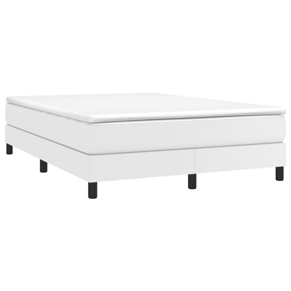 vidaXL Sommier &agrave; lattes de lit et matelas blanc 152x203 cm similicuir