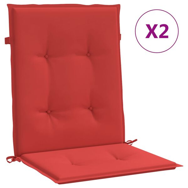 vidaXL Coussins de chaise de jardin &agrave; dossier bas lot de 2 rouge